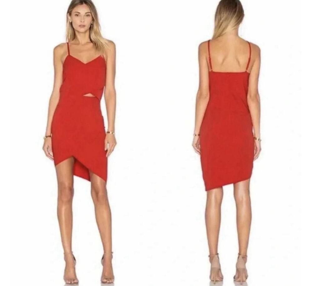 Elliatt The Shot Tulip Hem Mini Dress — S Red Cutout Asymmetric Wedding Guest